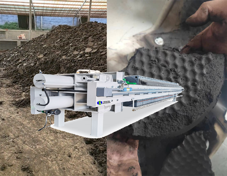 إزالة الماء من روث الحيوانات بكفاءة باستخدام مكبس الترشيح لإنتاج السماد العضوي